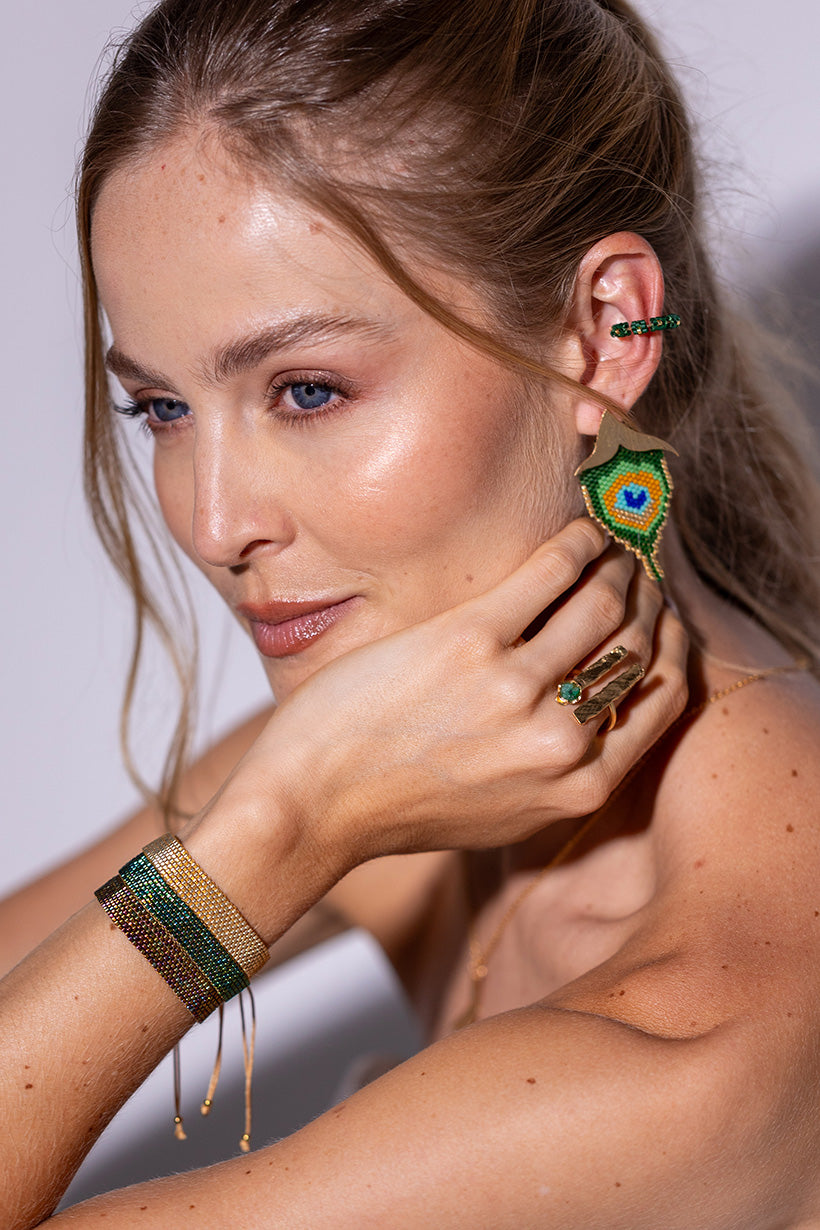 Aretes Pluma Pavo Real