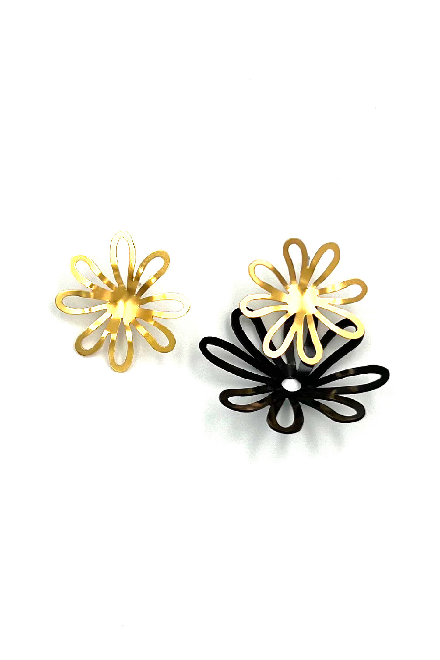 ARETES GAZANIA FLOR GOLD & BLACK